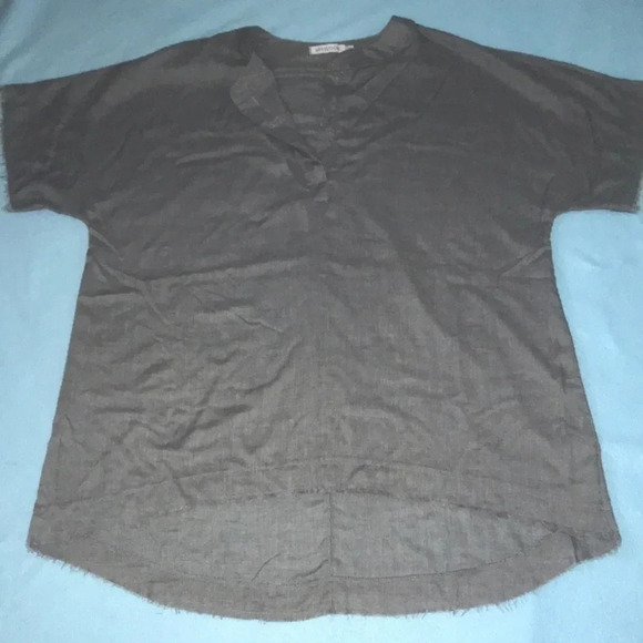MISSLOOK tunic short sleeve raw edges lightweight v-neck high low gray size 2XL - Picture 1 of 8